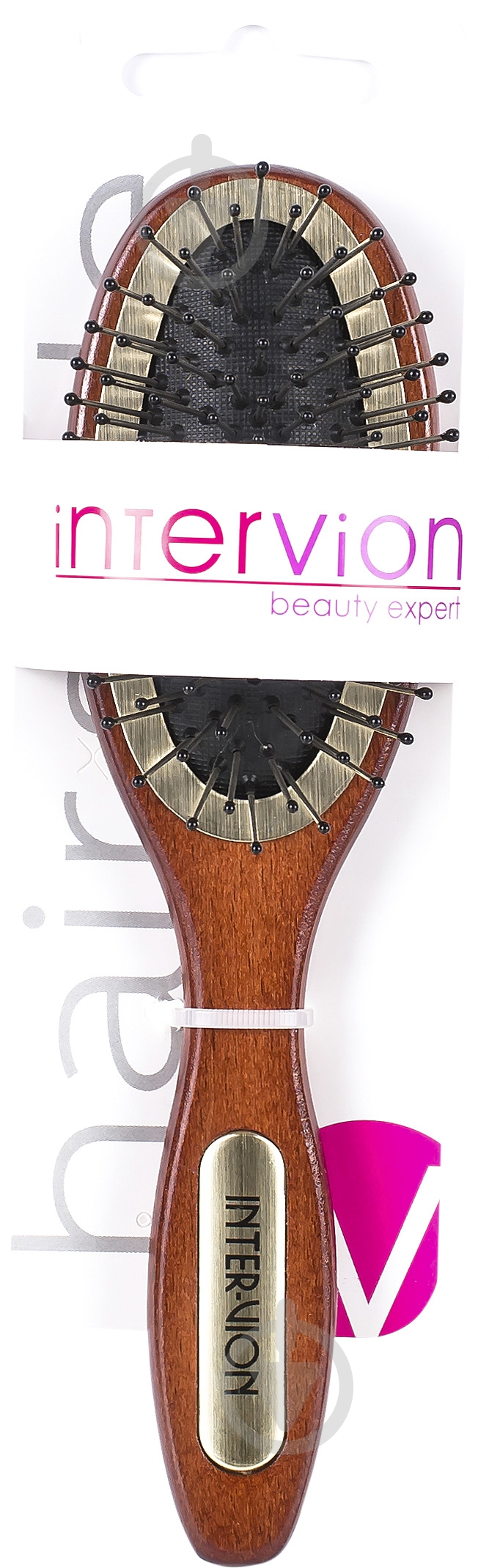 Щетка для волос Inter-Vion деревяная 499735 коричневый - фото 1