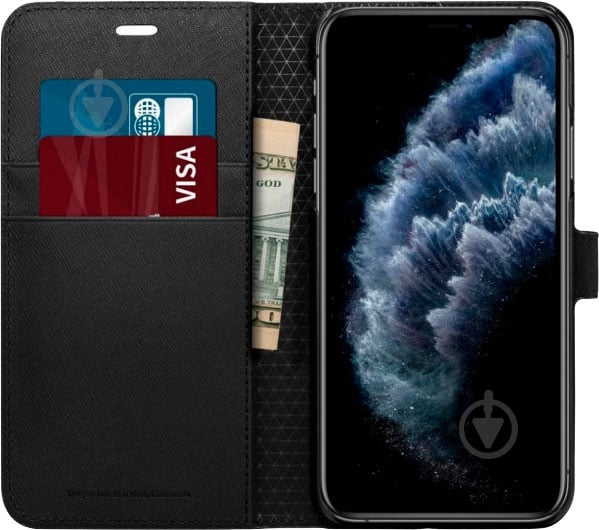 Чехол Spigen Wallet S Saffiano Black для Apple iPhone 11 Pro - фото 3