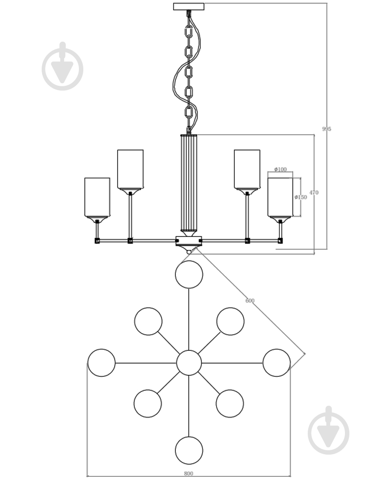 Люстра Sensio Tiara 8x8 Вт E27 PL321161-8 - фото 8