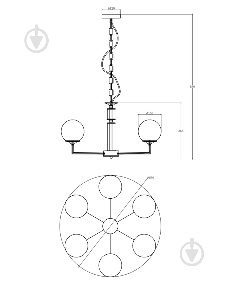 Люстра Edlin Amiria 6x12 Вт E27 PL321163-6 - фото 7