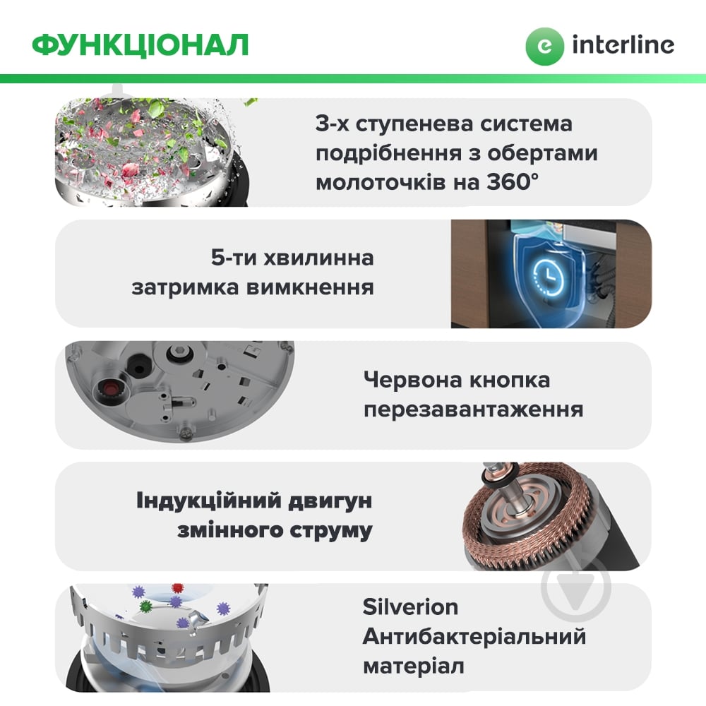 Подрібнювач харчових відходів Interline Model INT 90 - фото 3