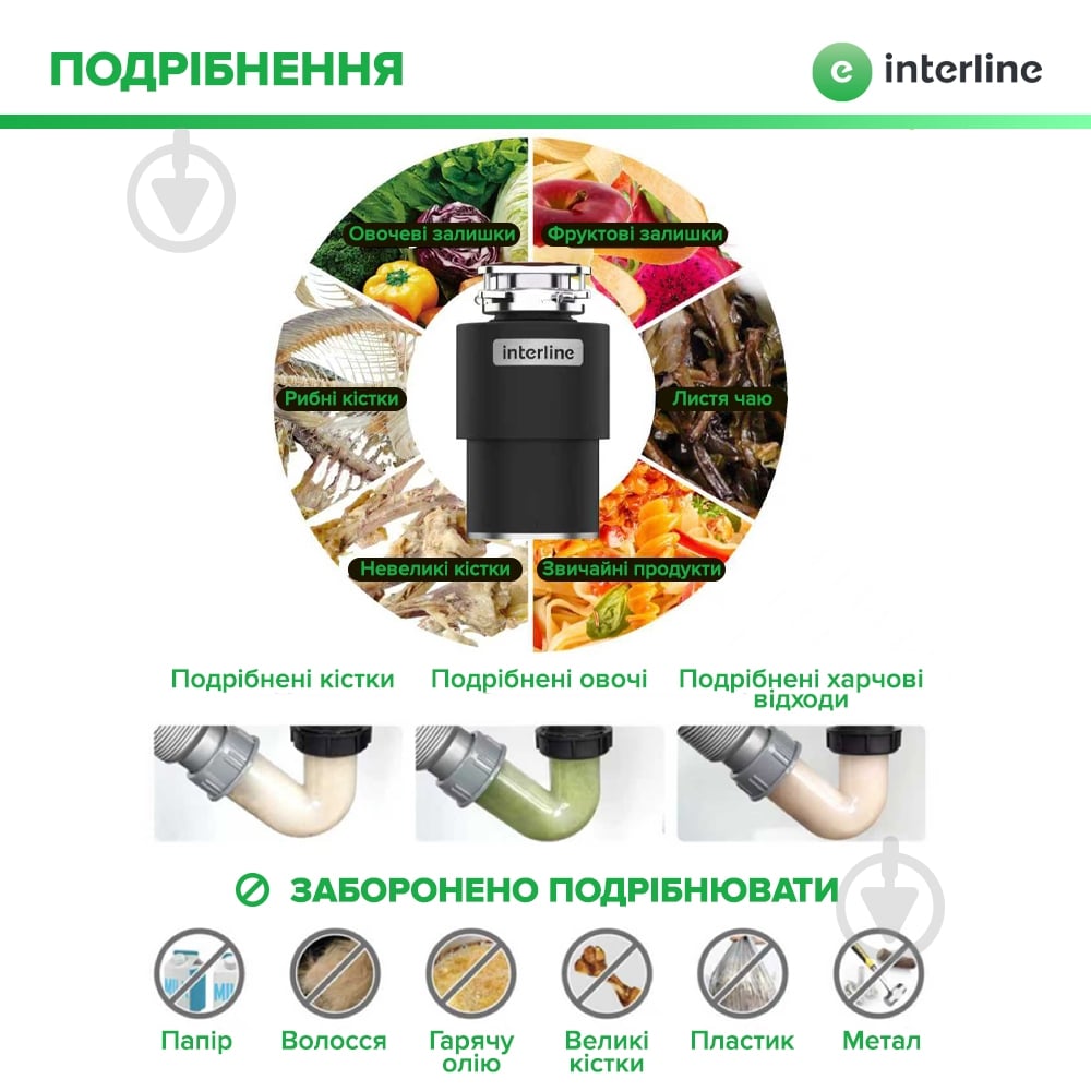 Подрібнювач харчових відходів Interline Model INT 90 - фото 7
