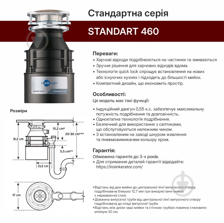 Подрібнювач харчових відходів IN SINK ERATOR Standart 460 - фото 2 Подрібнювач харчових відходів IN SINK ERATOR Standart 460 - фото 2