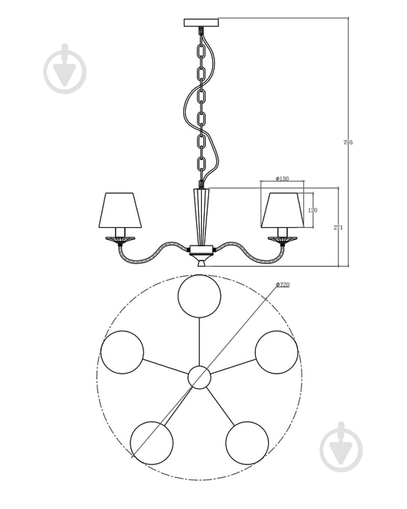Люстра Edlin Moren 5x12 Вт E14 PL321167-5 - фото 9 Люстра Edlin Moren 5x12 Вт E14 PL321167-5 - фото 9