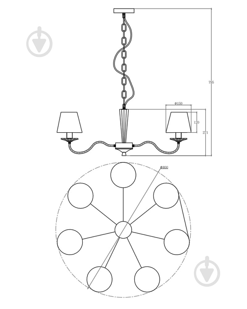 Люстра Edlin Moren 7x12 Вт E14 PL321167-7 - фото 8