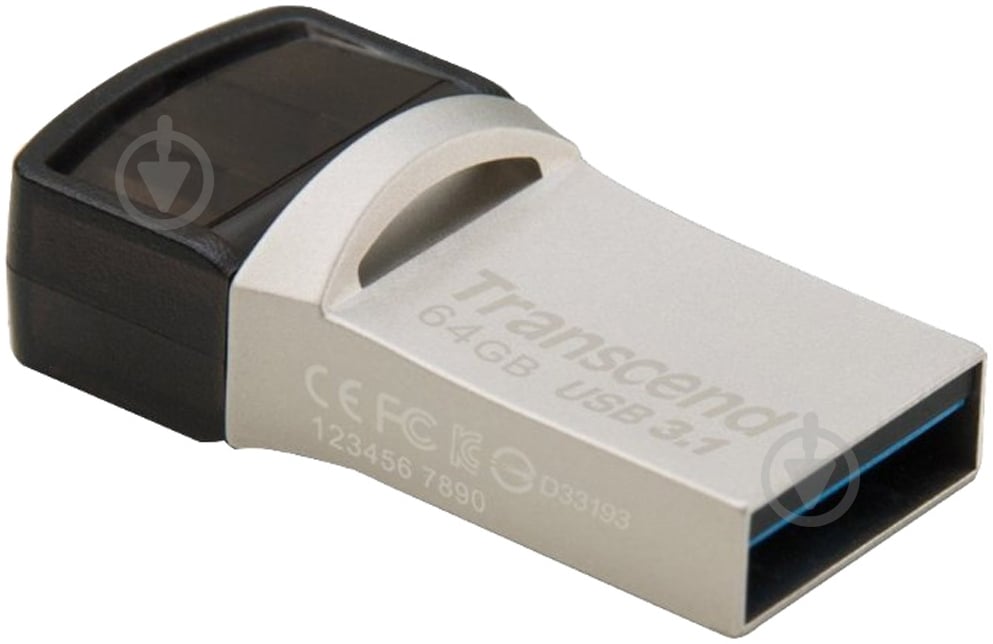 Флеш-пам'ять USB Transcend JetFlash 890 64 ГБ USB Type-CUSB 3.1 silver (TS64GJF890S) - фото 2