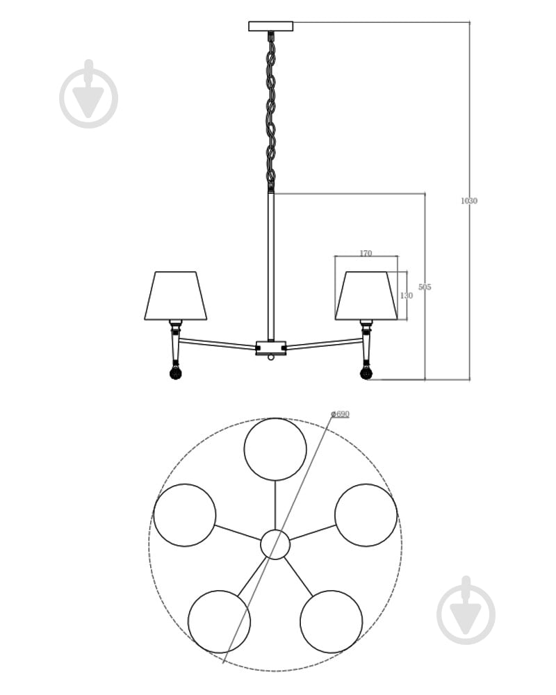 Люстра Edlin Natano 5x12 Вт E14 PL321168-5 - фото 9