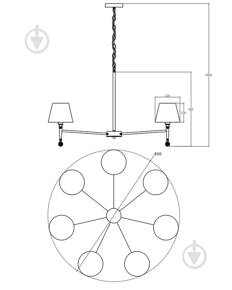 Люстра Edlin Natano 7x12 Вт E14 PL321168-7 - фото 7 Люстра Edlin Natano 7x12 Вт E14 PL321168-7 - фото 7