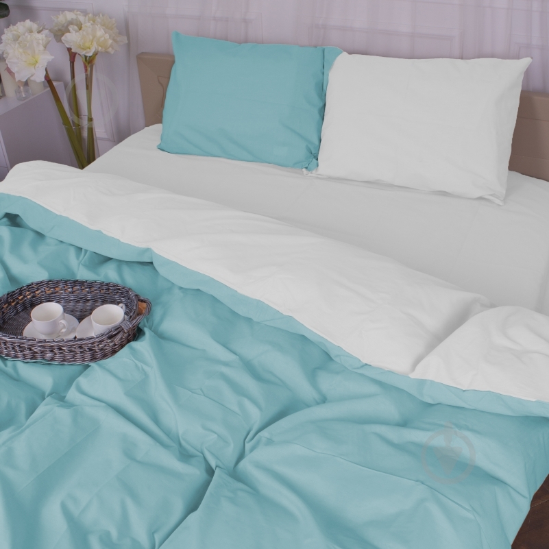 Наволочка бязь White-mint (11-2107+11-2208) 70x70 см белый/мятный MirSon - фото 2