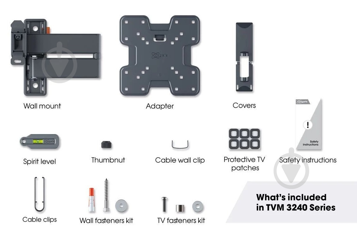 Кронштейн Vogels TVM 3243 поворотно-похилі 19"-43" чорний - фото 2 Кронштейн Vogels TVM 3243 поворотно-похилі 19"-43" чорний - фото 2