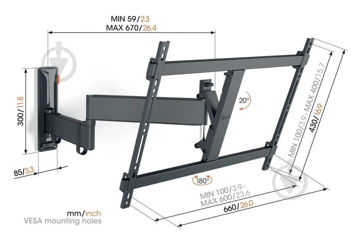 Кронштейн Vogels TVM 3643 поворотно-наклонные 40"-77" черный - фото 8 Кронштейн Vogels TVM 3643 поворотно-наклонные 40"-77" черный - фото 8