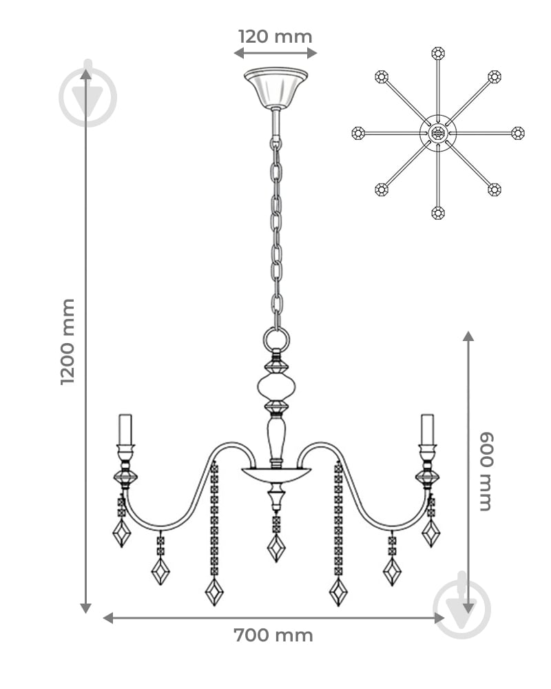 Люстра Edlin Vanessa 8x12 Вт E14 PL2417-8 - фото 6