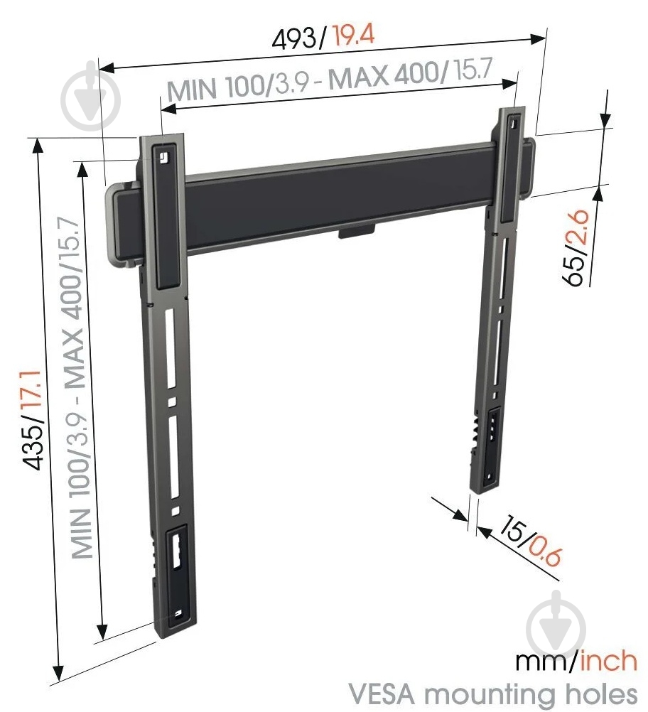 Кронштейн Vogels TVM 5405 фіксовані 32"-77" чорний - фото 2