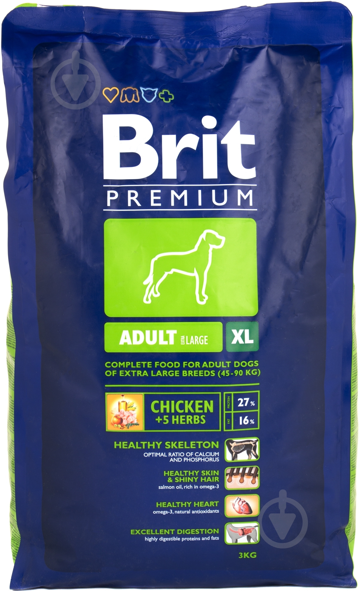 Корм для гигантских пород Brit Premium Adult XL 3 кг (куриное мясо) 3 кг - фото 1