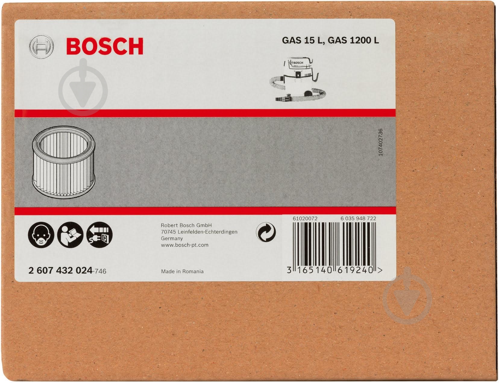 Фильтр универсальный Bosch GAS 15 2607432024 - фото 2