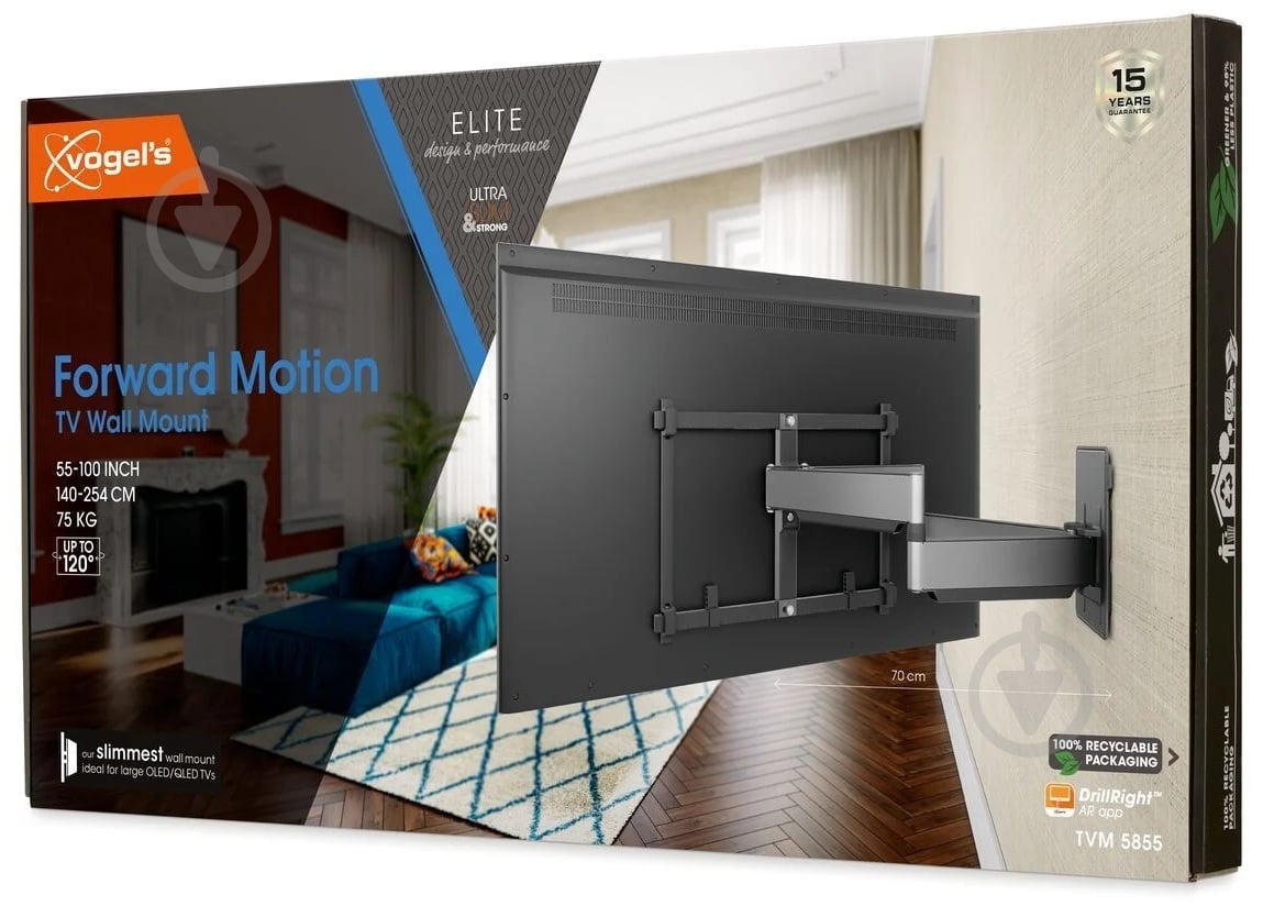 Кронштейн Vogels TVM 5855 поворотно-похилі 55"-100" чорний - фото 9 Кронштейн Vogels TVM 5855 поворотно-похилі 55"-100" чорний - фото 9