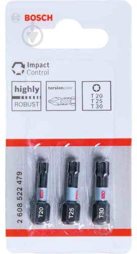 Бита Bosch Impact Control T20/T25/T30 3 шт. 2608522479 - фото 2