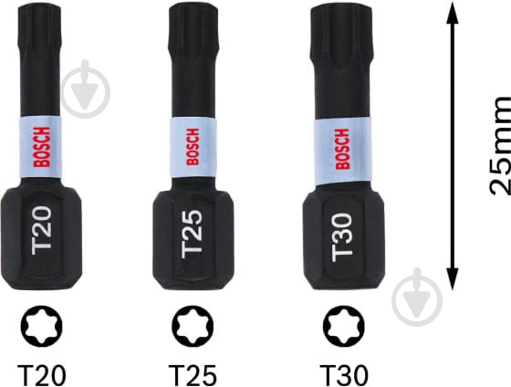 Бита Bosch Impact Control T20/T25/T30 3 шт. 2608522479 - фото 3