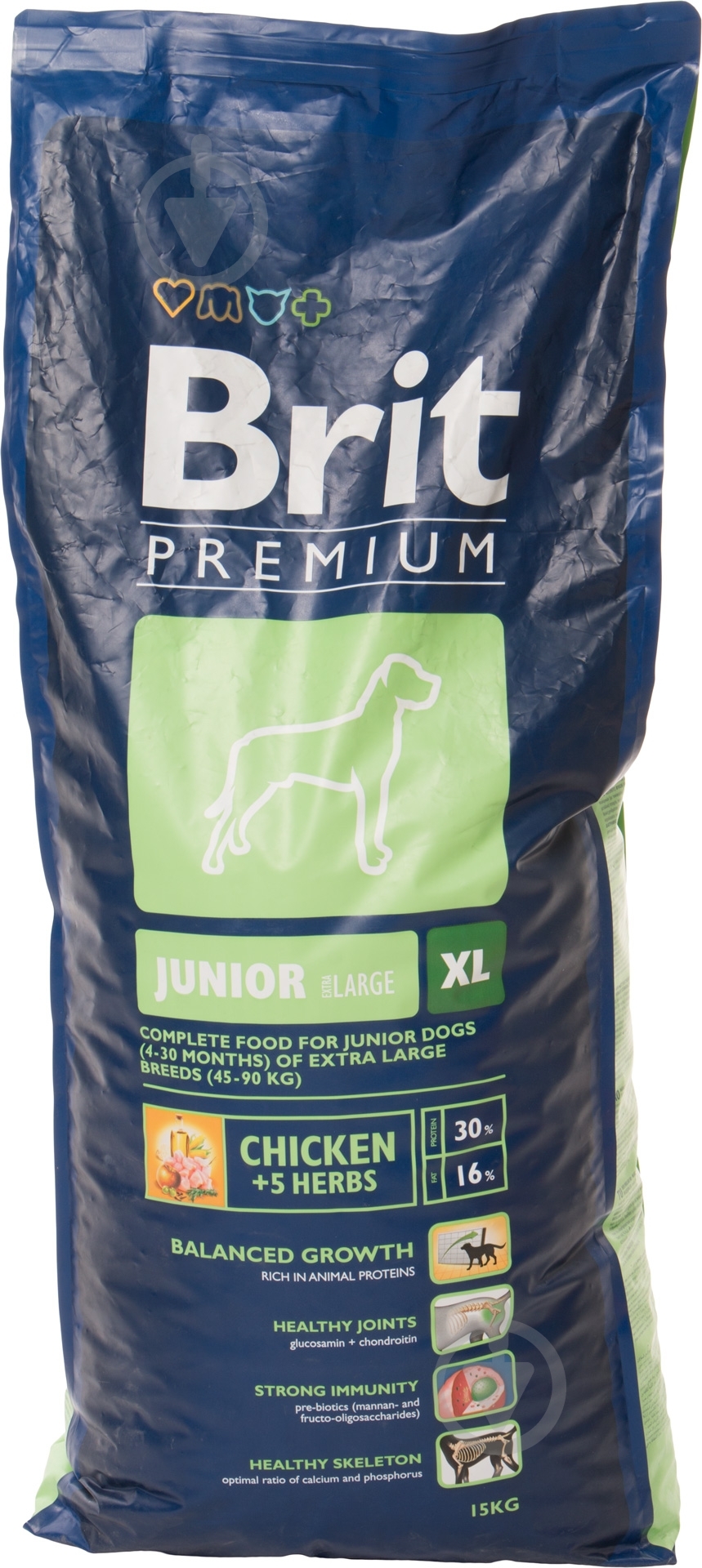 Корм для гигантских пород Brit Premium Junior XL 15 кг (злаки, курица) 15 кг - фото 1