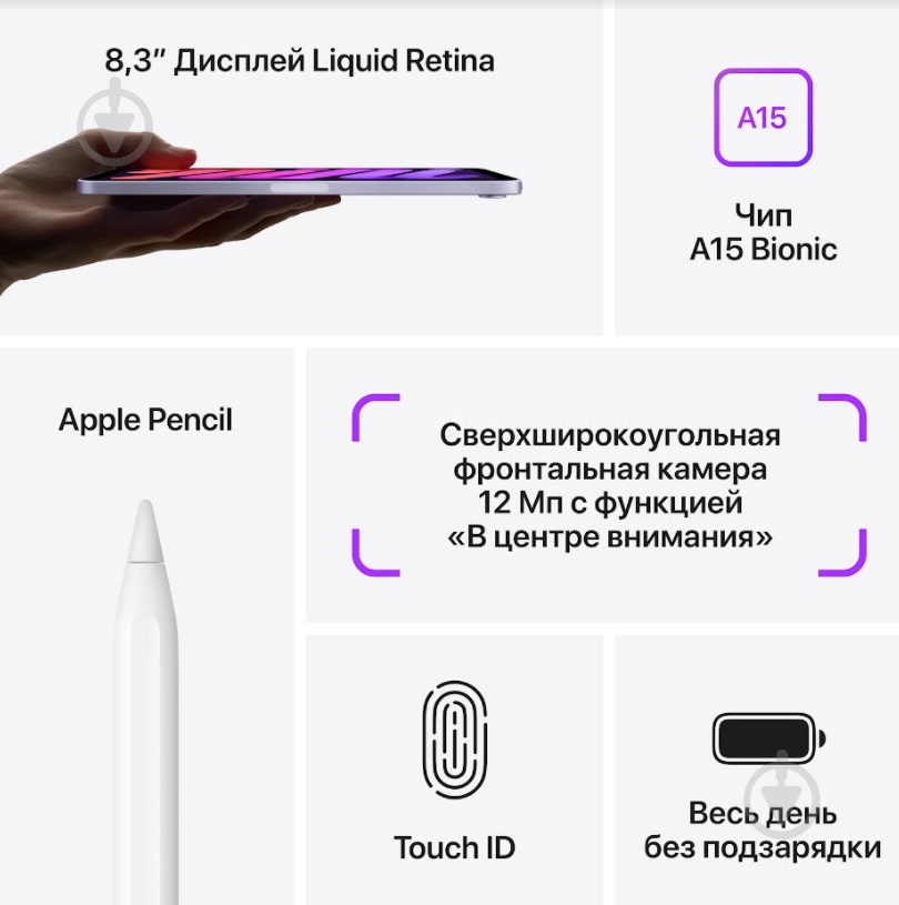 Планшет Apple iPad mini 2021 8,3" 256GB Wi-Fi + LTE pink (MLX93RK/A) - фото 9