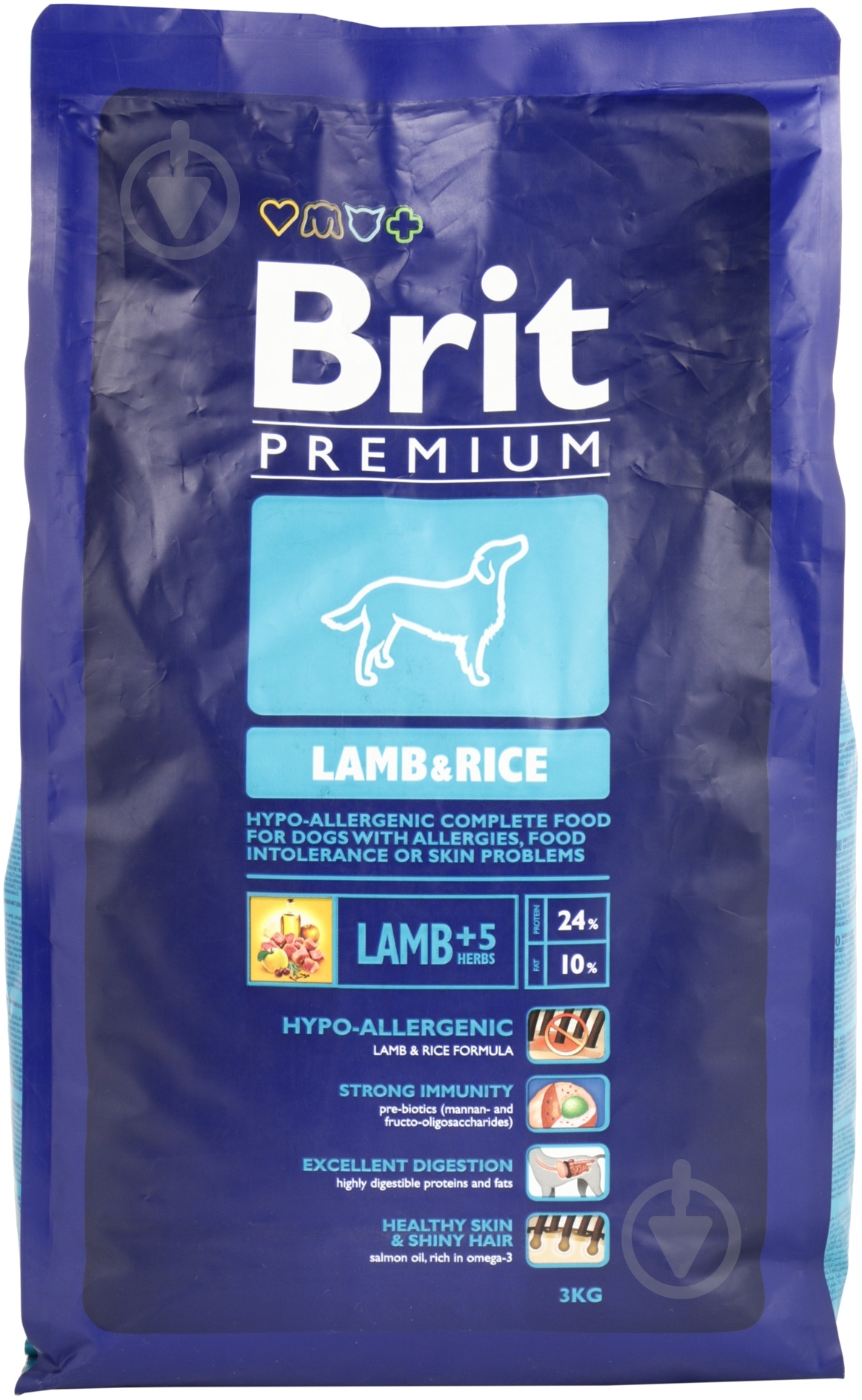 Корм для всех пород Brit Premium Lamb & Rice 3 кг (злаки, ягненок) 3 кг - фото 1