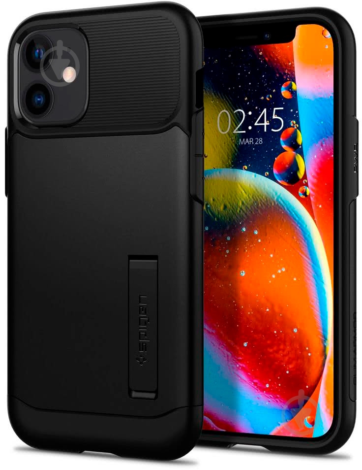 Чехол Spigen Slim Armor Black для Apple iPhone 12 Mini - фото 7 Чехол Spigen Slim Armor Black для Apple iPhone 12 Mini - фото 7