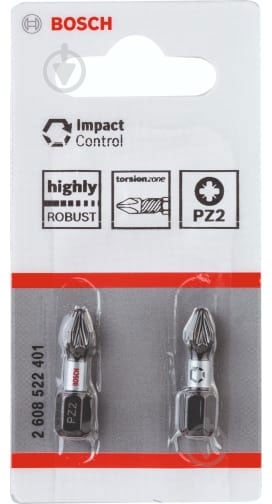 Бита Bosch Impact Control PZ2 2 шт. 2608522401 - фото 4 Бита Bosch Impact Control PZ2 2 шт. 2608522401 - фото 4