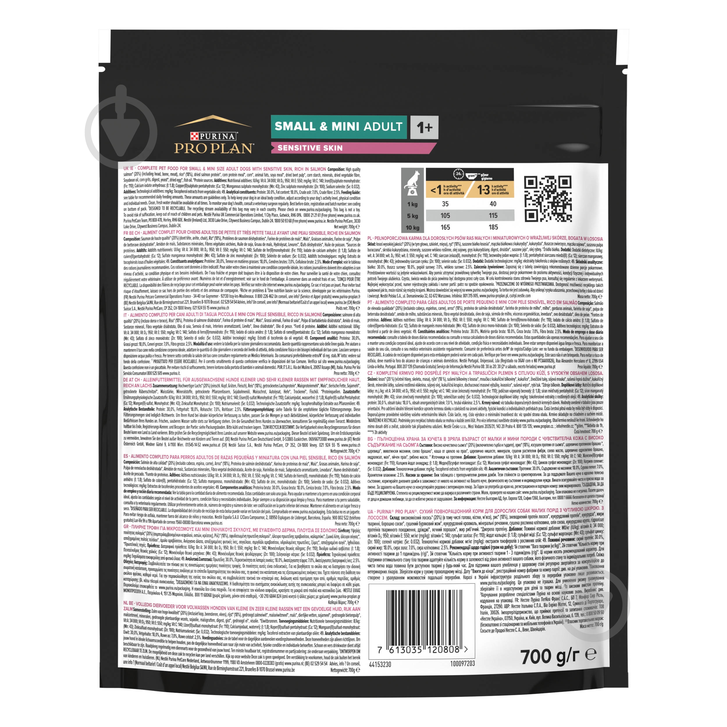 Корм сухой ProPlan by Purina Small&Mini Adult 1+ Sensitive Skin для взрослых собак с чувствительной кожей с лососем 700 г - фото 3