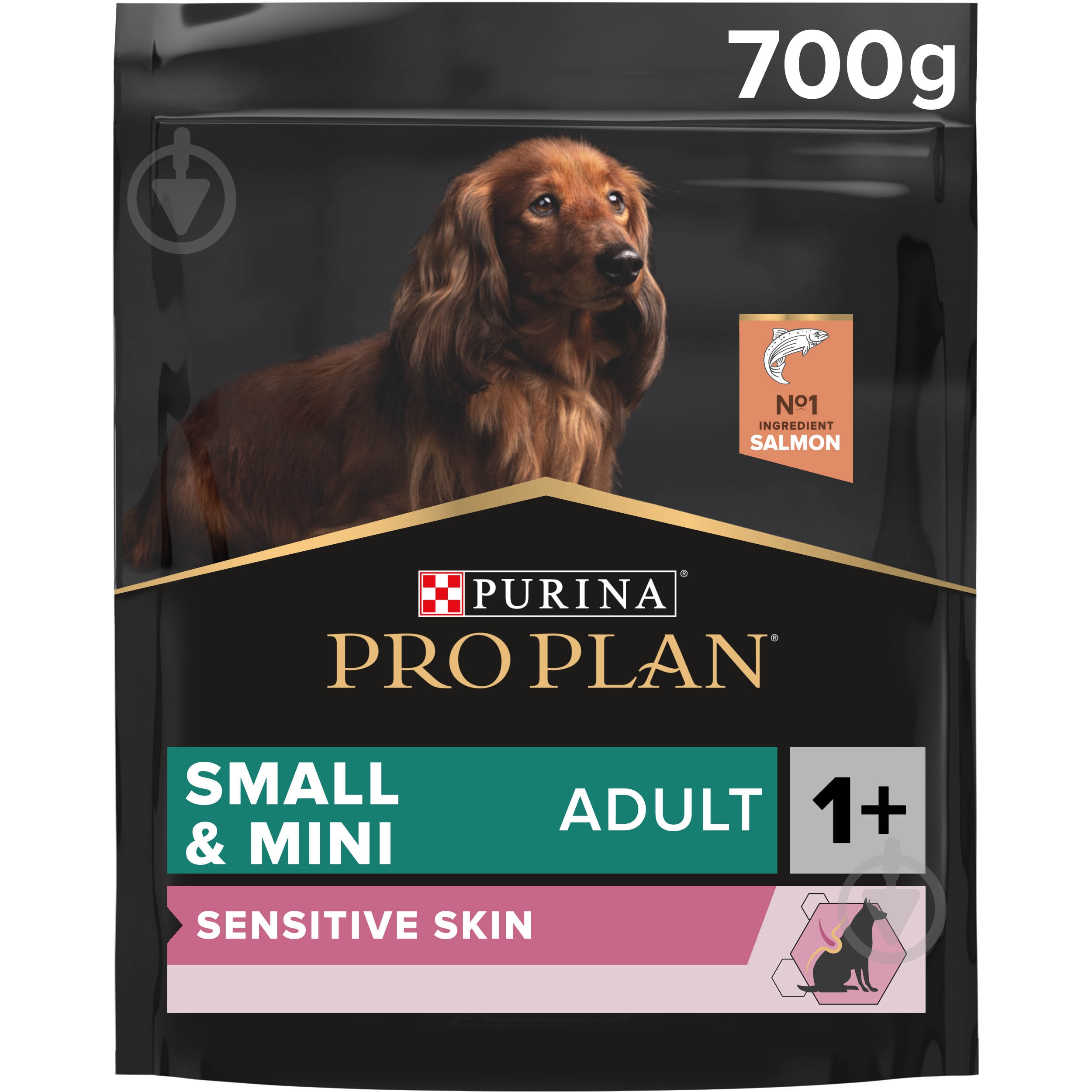 Корм сухой ProPlan by Purina Small&Mini Adult 1+ Sensitive Skin для взрослых собак с чувствительной кожей с лососем 700 г - фото 1