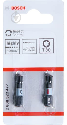 Бита Bosch Impact Control T30 2 шт. 2608522477 - фото 2