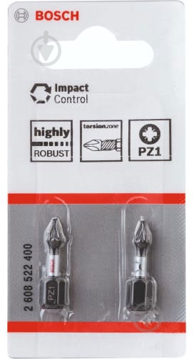 Біта Bosch Impact Control PZ1 2 шт. 2608522400 - фото 4 Біта Bosch Impact Control PZ1 2 шт. 2608522400 - фото 4