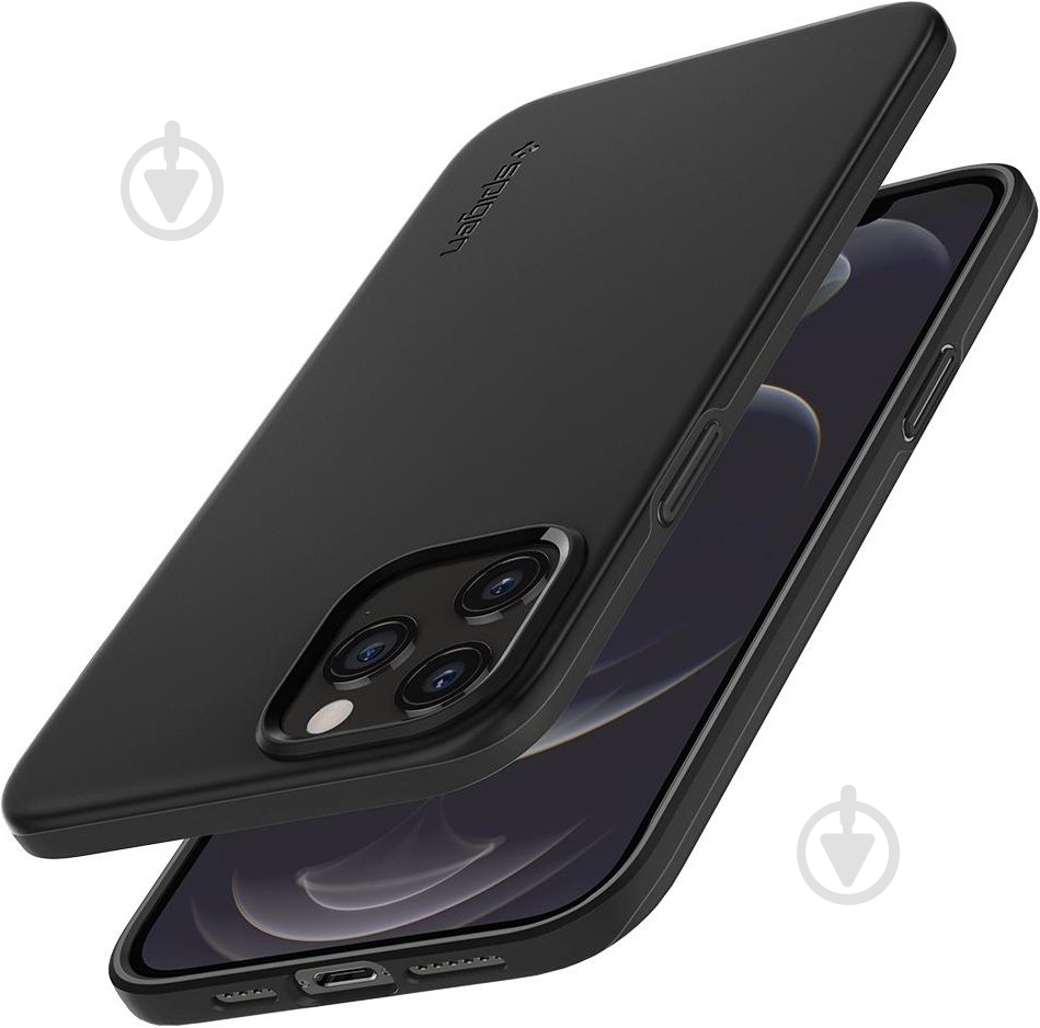 Чехол Spigen Case Thin Fit Black для Apple iPhone 12 Pro Max - фото 9 Чехол Spigen Case Thin Fit Black для Apple iPhone 12 Pro Max - фото 9