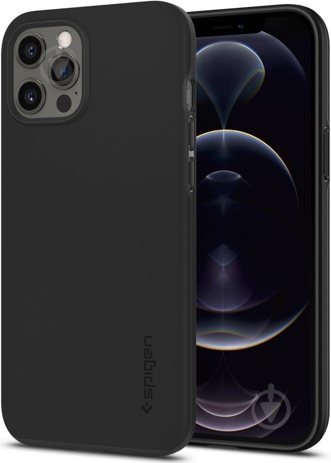 Чехол Spigen Case Thin Fit Black для Apple iPhone 12 Pro Max - фото 2 Чехол Spigen Case Thin Fit Black для Apple iPhone 12 Pro Max - фото 2