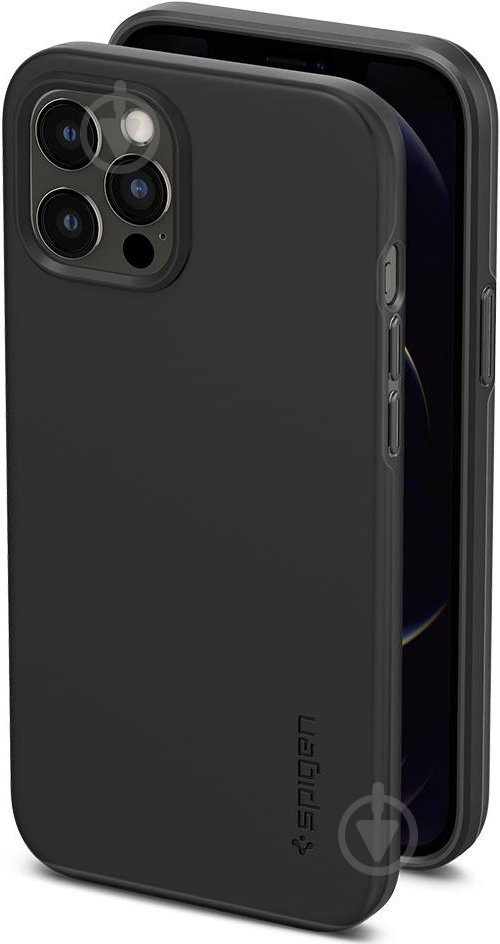 Чехол Spigen Case Thin Fit Black для Apple iPhone 12 Pro Max - фото 4 Чехол Spigen Case Thin Fit Black для Apple iPhone 12 Pro Max - фото 4