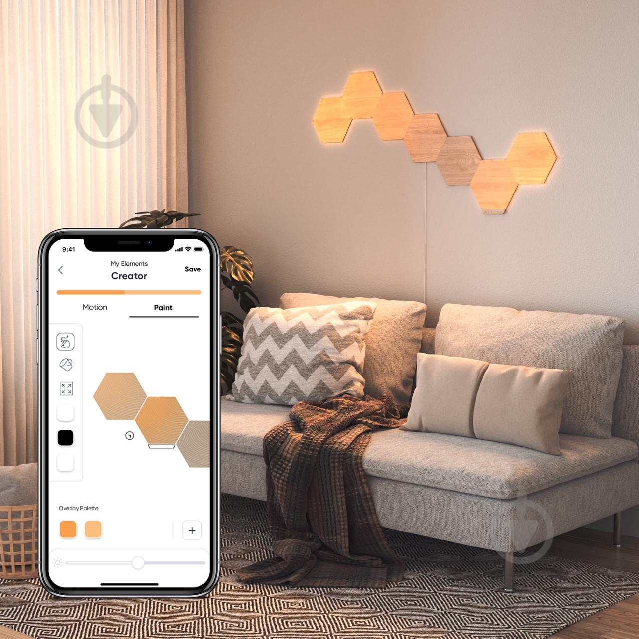 Світильник світлодіодний Nanoleaf Elements Hexagons Starter Kit Apple Homekit (NL52-K-7002HB-7PK) - фото 6 Світильник світлодіодний Nanoleaf Elements Hexagons Starter Kit Apple Homekit (NL52-K-7002HB-7PK) - фото 6