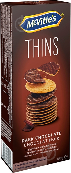 Печенье ULKER McVitie's Digestive thins dark chocolate 150 г - фото 1