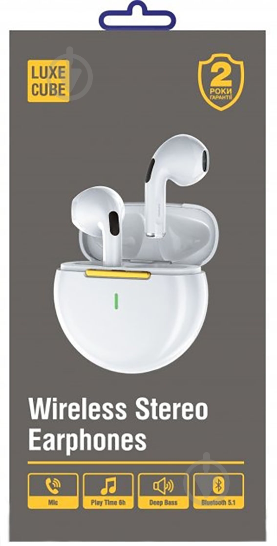 Гарнитура Luxe Cube PRO 6 Bluetooth white (4826670000000) - фото 2 Гарнитура Luxe Cube PRO 6 Bluetooth white (4826670000000) - фото 2