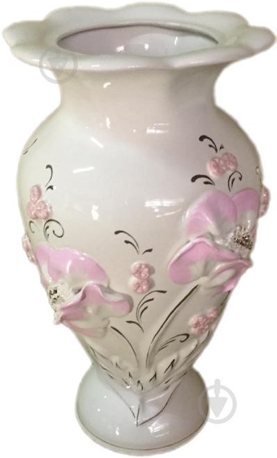 Ваза керамическая белая Мак 25 см - фото 1