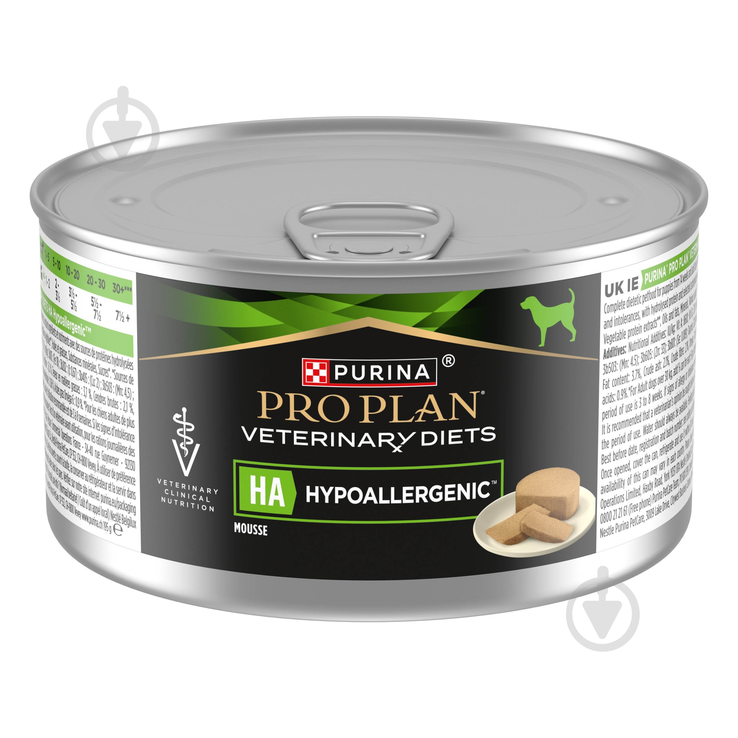 Консерва ProPlan by Purina VETERINARY DIETS HA Hypoallergenic для взрослых собак и щенков для снижения признаков ингредиентной и нутриентной непереносимости мусс 195 г - фото 2 Консерва ProPlan by Purina VETERINARY DIETS HA Hypoallergenic для взрослых собак и щенков для снижения признаков ингредиентной и нутриентной непереносимости мусс 195 г - фото 2