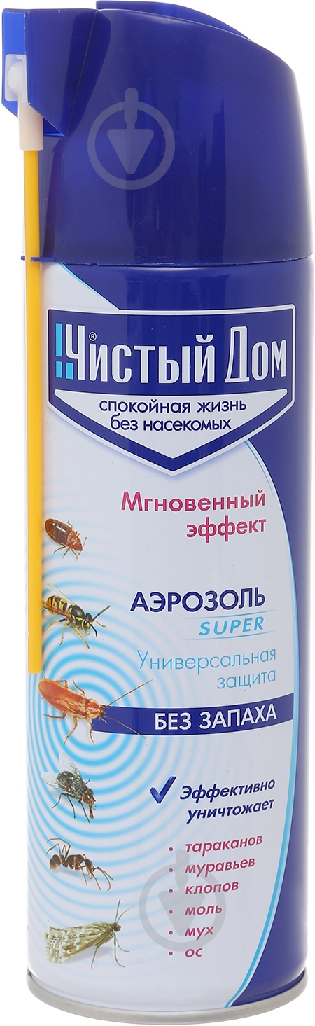 Аэрозоль от летающих и ползающих насекомых Чистый Дом 400 мл 02-855 - фото 1 Аэрозоль от летающих и ползающих насекомых Чистый Дом 400 мл 02-855 - фото 1