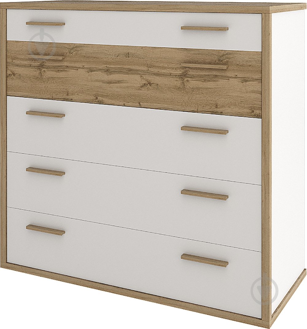 Комод Софро 1000 5Ш Синди белый/дуб вотан - фото 1