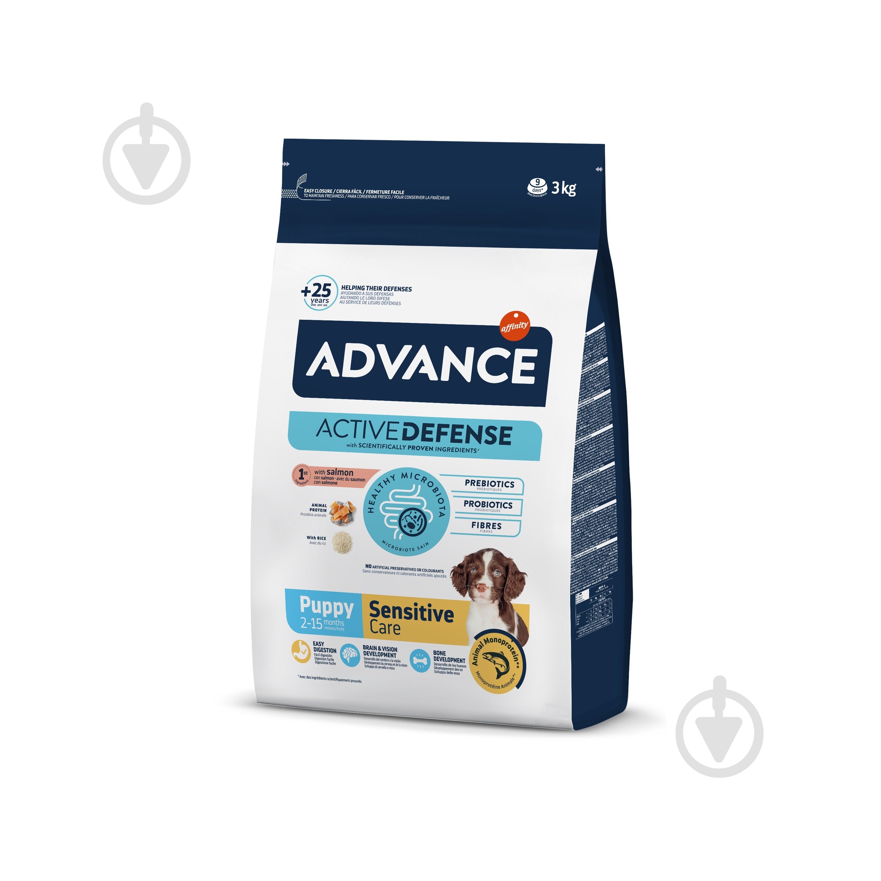 Корм для всех пород Advance Puppy Sensitive с лососем и рисом 3 кг 3 кг - фото 1 Корм для всех пород Advance Puppy Sensitive с лососем и рисом 3 кг 3 кг - фото 1
