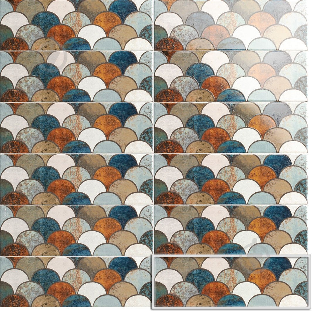 Плитка Mainzu Bellagio Escama Caramel Decor 10x30 см - фото 1
