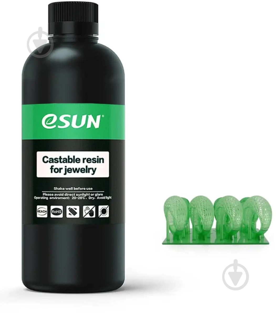 Смола фотополимерная Esun для юбилеев 1кг зеленая (CASTABLERES-JEW-G) - фото 1 Смола фотополимерная Esun для юбилеев 1кг зеленая (CASTABLERES-JEW-G) - фото 1