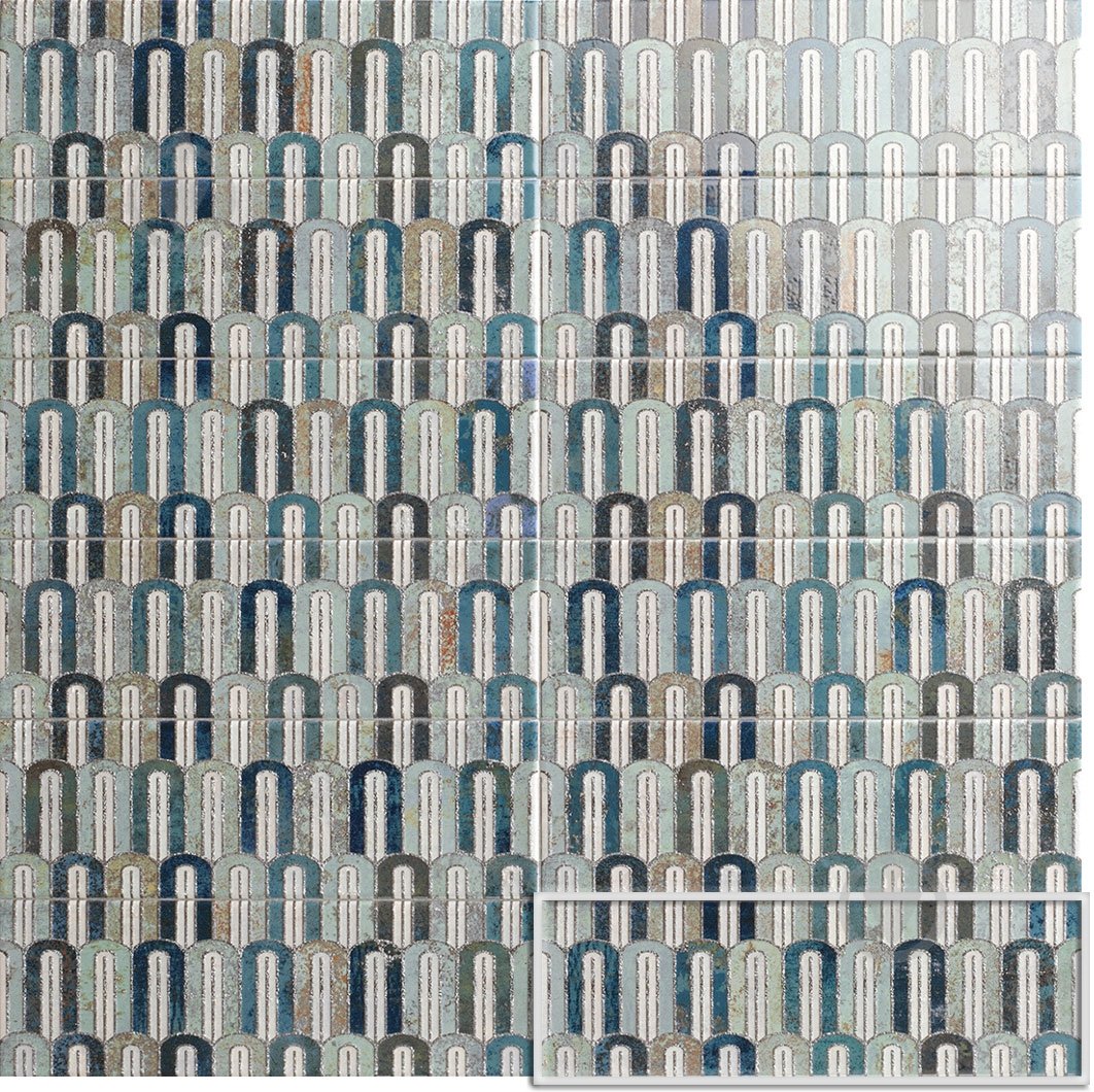 Плитка Mainzu Bellagio Arco Blu Decor 10x30 см - фото 1