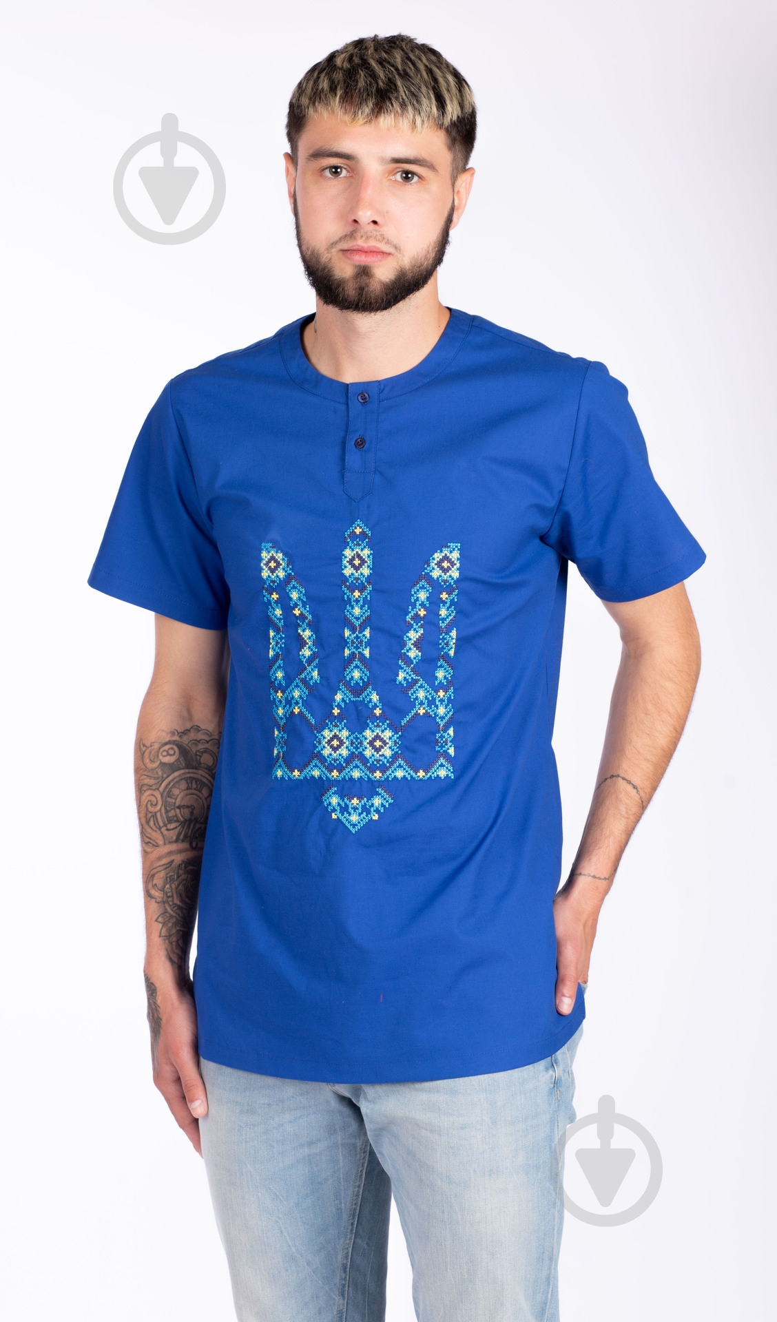 Вишиванка Едельвіка 79-22/00 Тризуб синій р. L - фото 1 Вишиванка Едельвіка 79-22/00 Тризуб синій р. L - фото 1