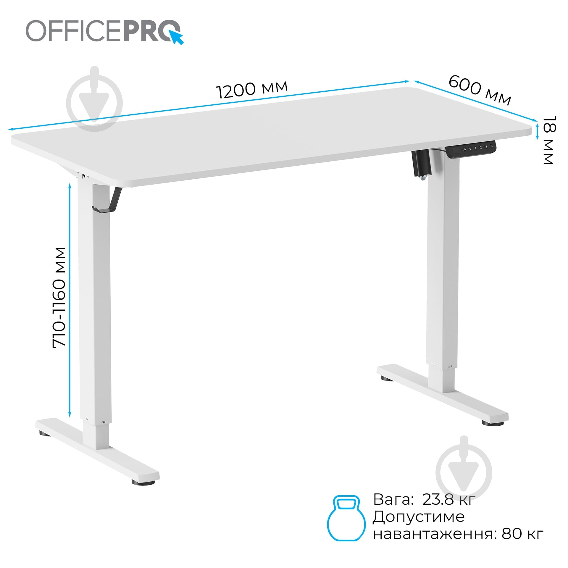 Стіл комп'ютерний OfficePro ODE1260W White - фото 7
