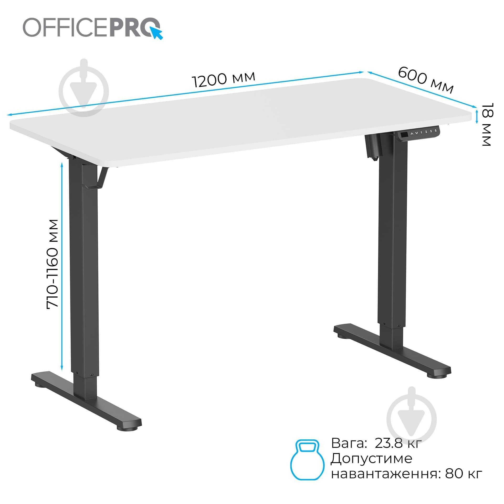 Стіл комп'ютерний OfficePro ODE1260WB White/Black - фото 9