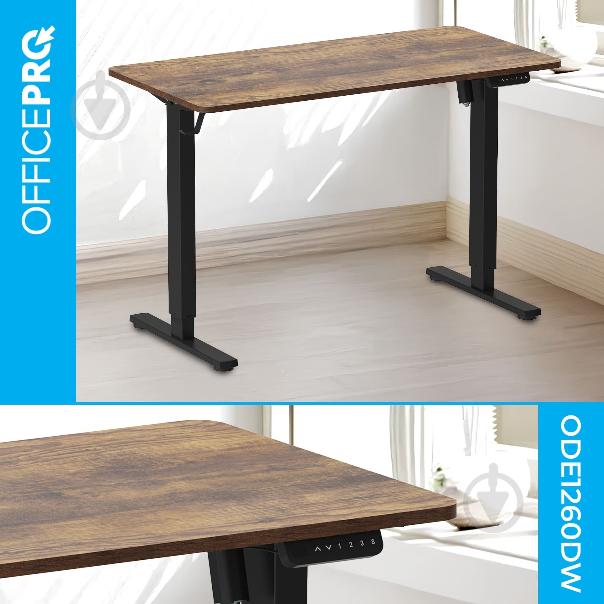 Стіл комп'ютерний OfficePro ODE1260DW Dark Wood/Black - фото 2 Стіл комп'ютерний OfficePro ODE1260DW Dark Wood/Black - фото 2