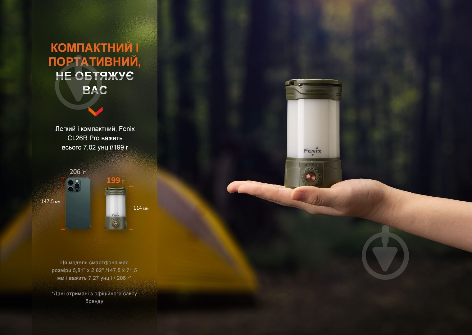 Ліхтар для кемпінгу Fenix CL26R Pro, темно-зелений - фото 10 Ліхтар для кемпінгу Fenix CL26R Pro, темно-зелений - фото 10